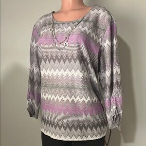 Alfred Dunner Womans Size XL Top 3/4 Sleeve Lightweight Knit Shirt